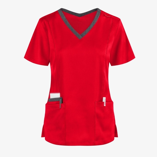 Womens 3 Pocket STRETCH Heather V Neck Scrub Top